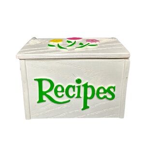 Vintage 1980s Floral Recipes Hinged Box USA Kitchen Decor